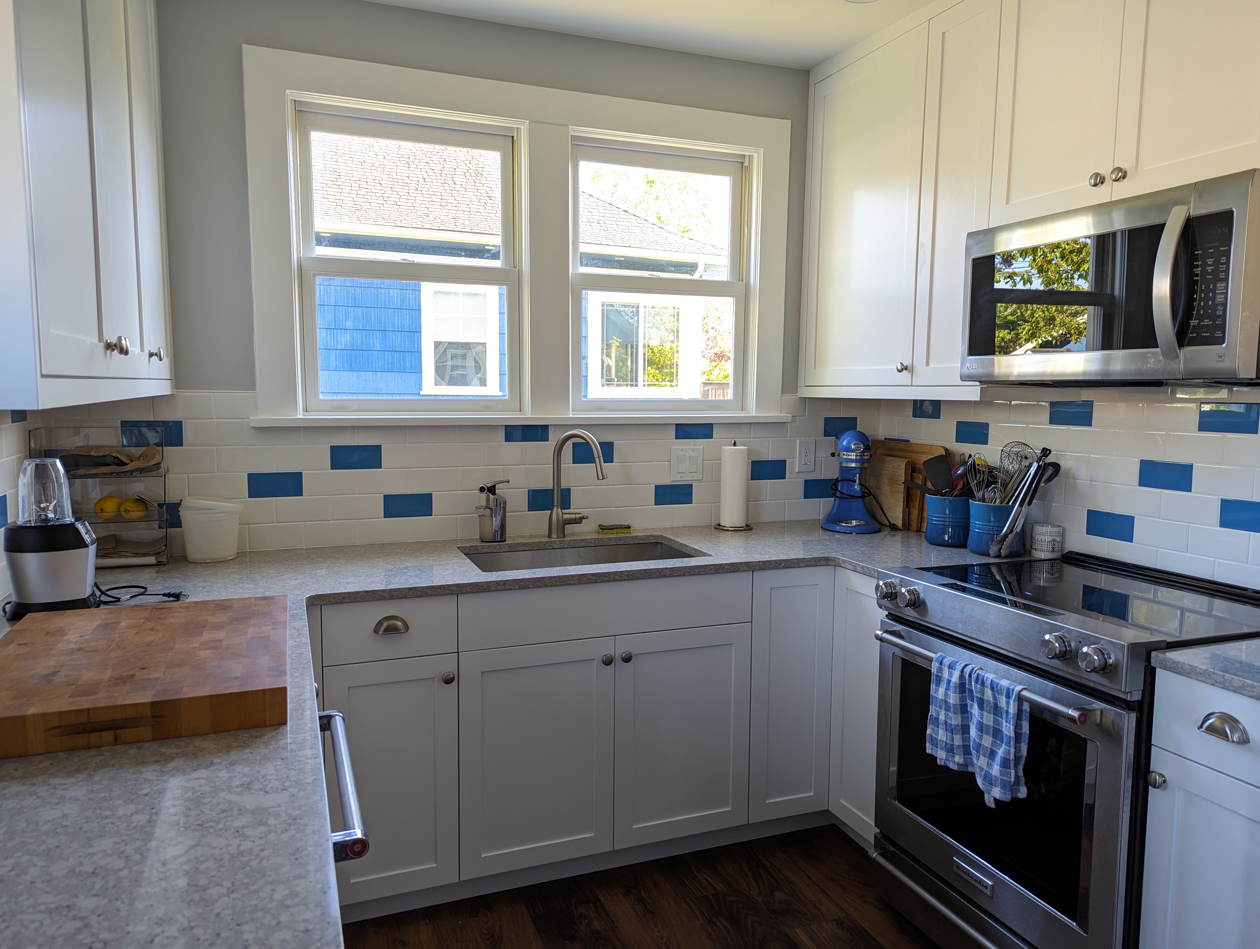 Finished kitchen facing the sink