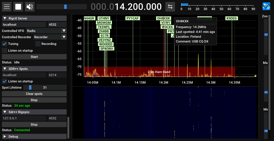 Hero shot of SDR++ running my plugins